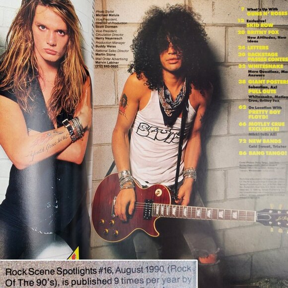 Rock Scene Spotlights Magazine Guns Roses Skid Row Posters Aug 1990 Unread Stock - Picture 4 of 11
